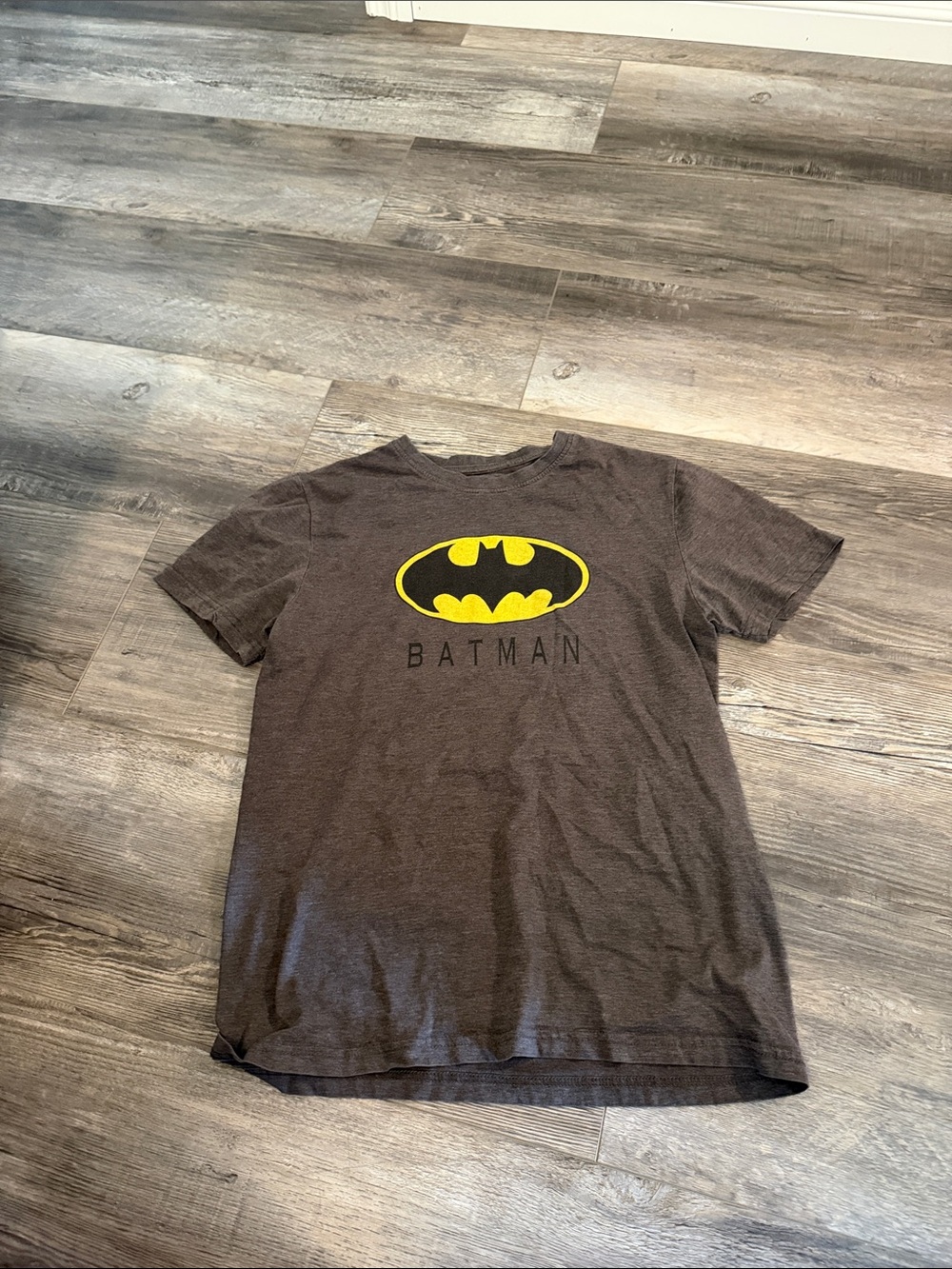 Batman Graphic Tee for Kids - Charcoal with Yellow Logo